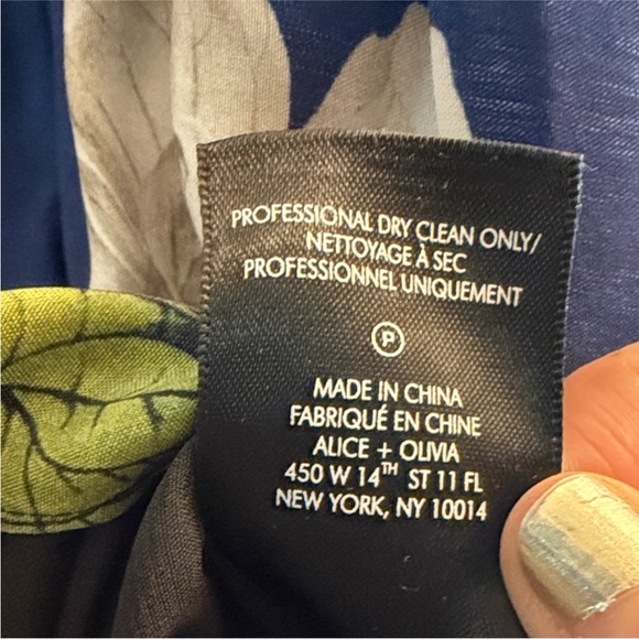 alice + olivia Bertha Blouson long sleeve Shirtdress mini M blue colorful print - Picture 6 of 8